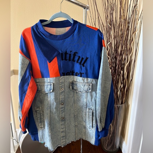 Tops - New Mix fabrics Jean Sweatshirt